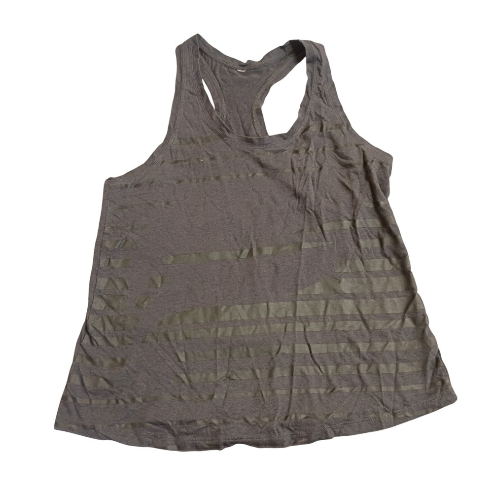 Fabletics Racerback Tank Top Womens Small Gray Striped Activewear Gym Yoga